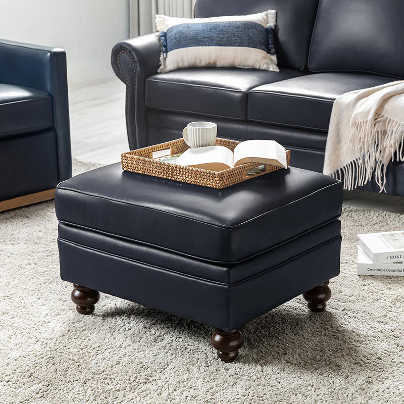 Basilio Contemporary Genuine Leather Ottoman for Living Room - Image 33