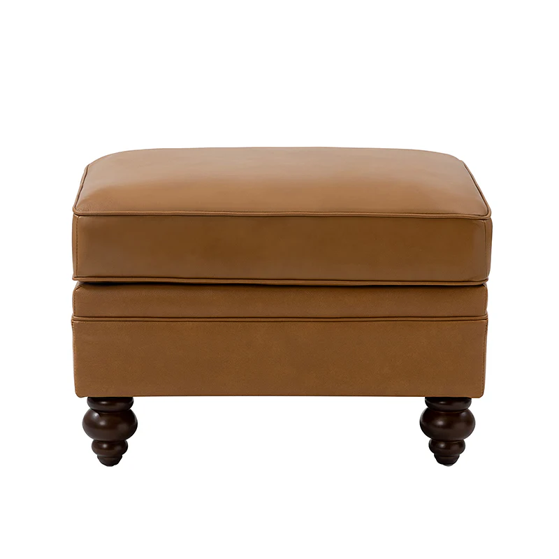 Basilio Contemporary Genuine Leather Ottoman for Living Room - Image 4