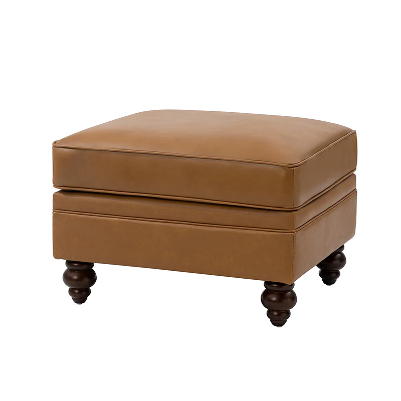 Basilio Contemporary Genuine Leather Ottoman for Living Room - Image 5