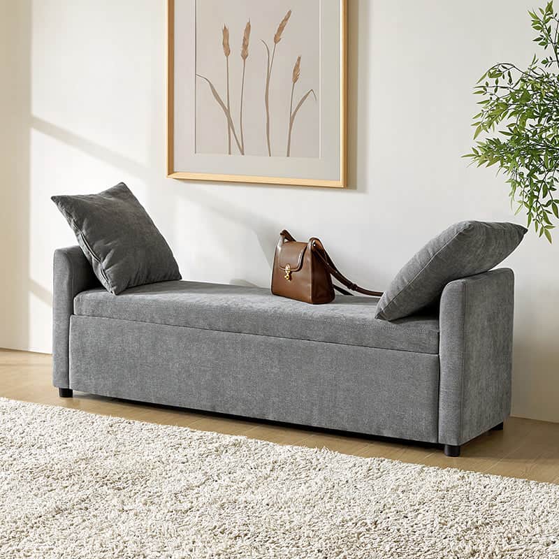 Benito 59.4" Wide End of Bed Storage Couch Bench with Two Throw Pillows - Image 10