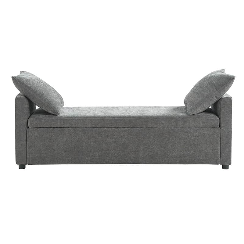 Benito 59.4" Wide End of Bed Storage Couch Bench with Two Throw Pillows - Image 12
