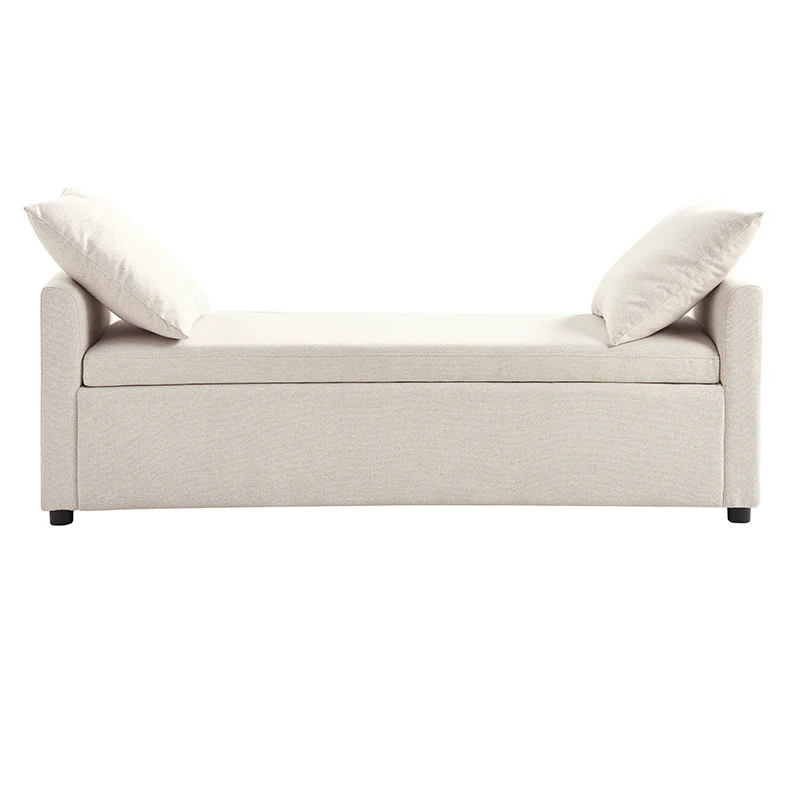Benito 59.4" Wide End of Bed Storage Couch Bench with Two Throw Pillows - Image 19