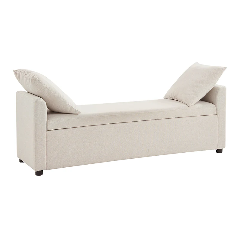 Benito 59.4" Wide End of Bed Storage Couch Bench with Two Throw Pillows - Image 20