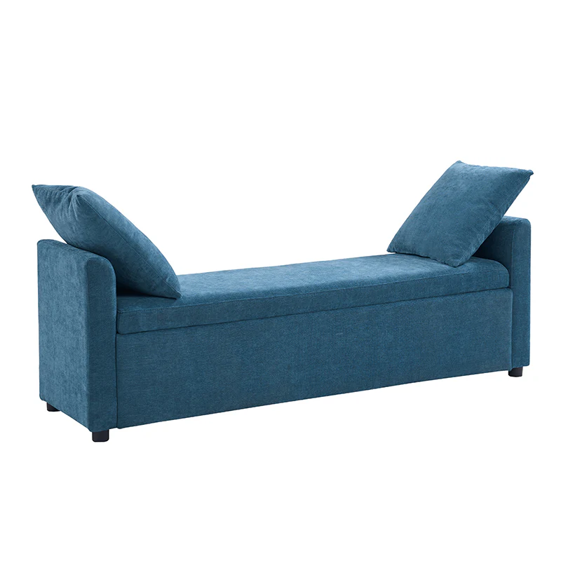 Benito 59.4" Wide End of Bed Storage Couch Bench with Two Throw Pillows - Image 28