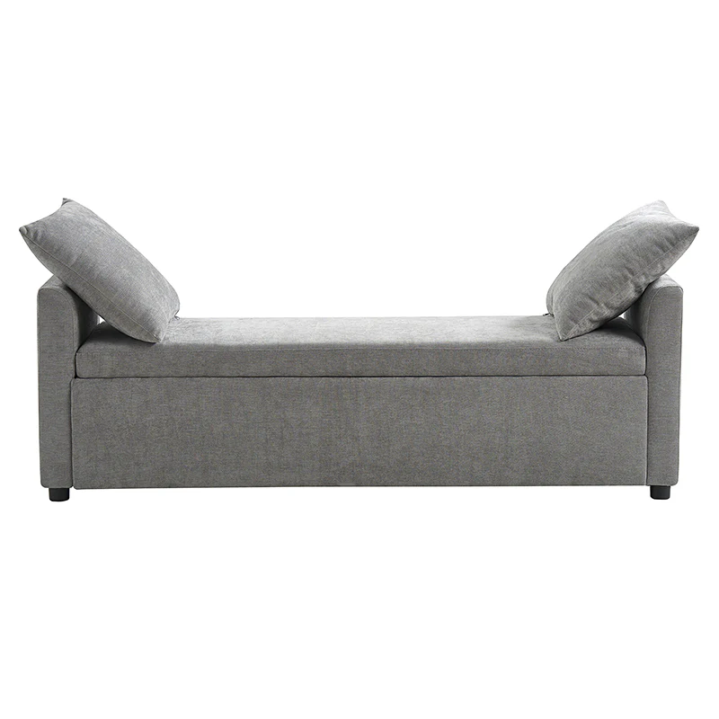 Benito 59.4" Wide End of Bed Storage Couch Bench with Two Throw Pillows - Image 35