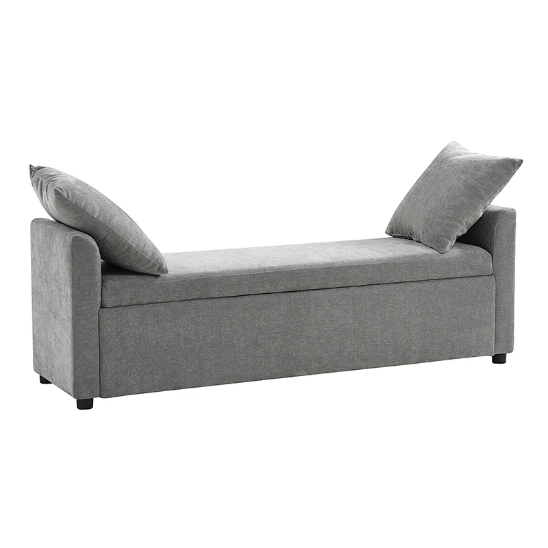 Benito 59.4" Wide End of Bed Storage Couch Bench with Two Throw Pillows - Image 36