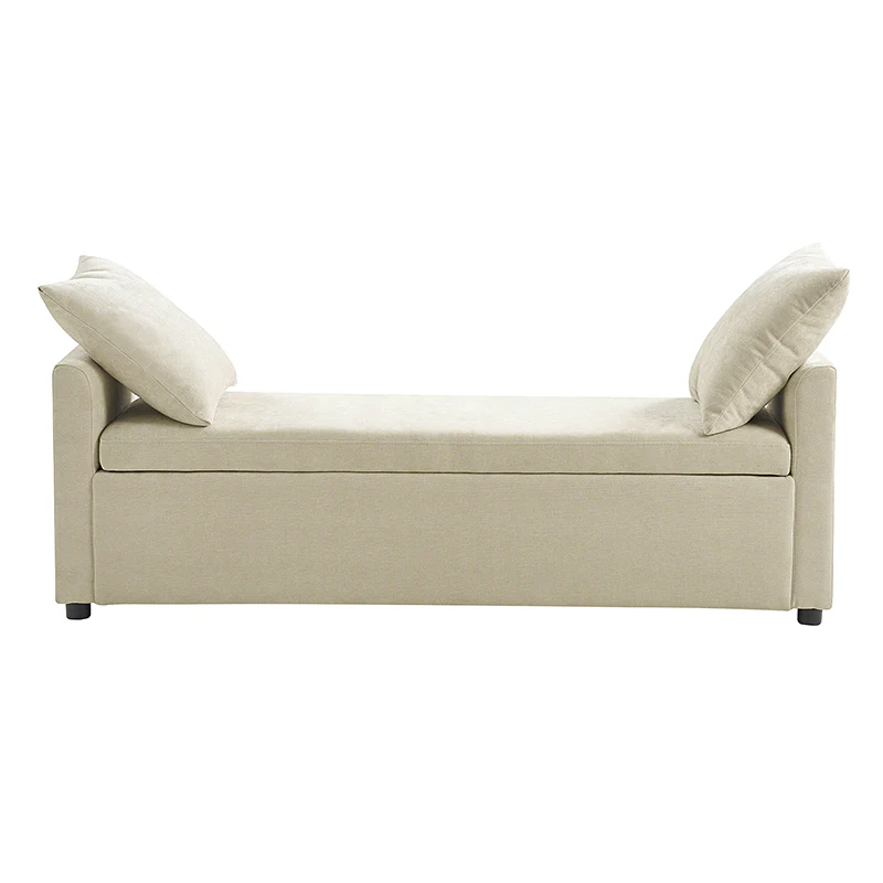 Benito 59.4" Wide End of Bed Storage Couch Bench with Two Throw Pillows - Image 4