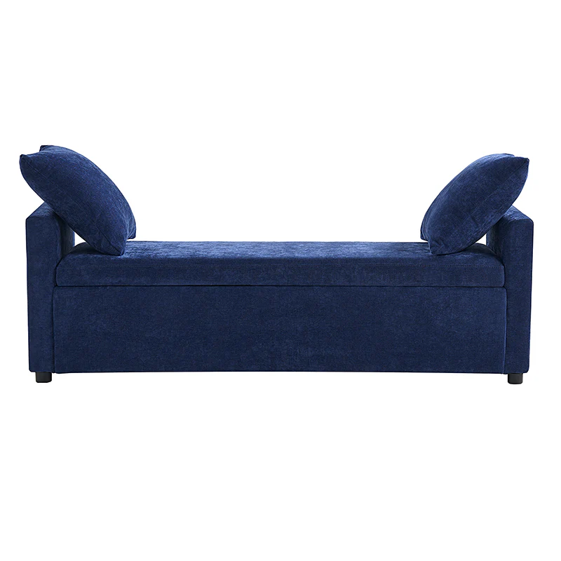 Benito 59.4" Wide End of Bed Storage Couch Bench with Two Throw Pillows - Image 43