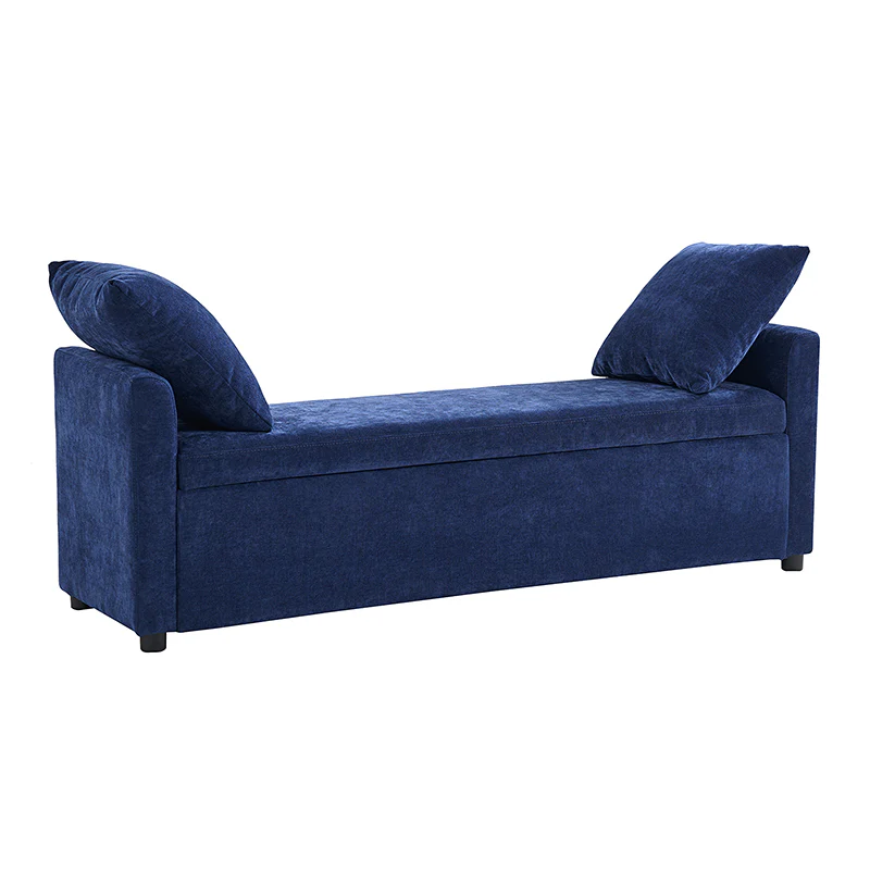 Benito 59.4" Wide End of Bed Storage Couch Bench with Two Throw Pillows - Image 44