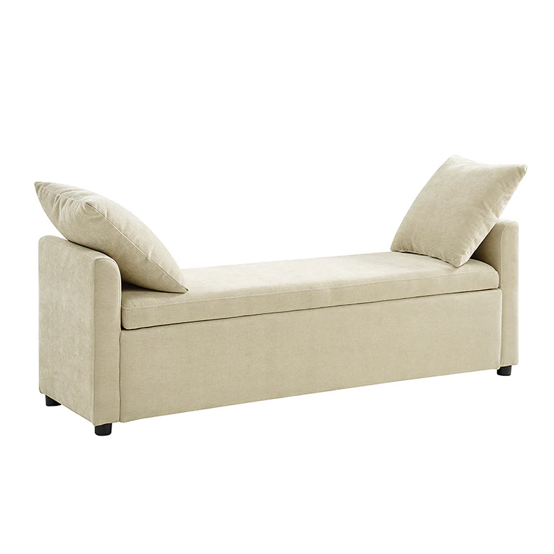 Benito 59.4" Wide End of Bed Storage Couch Bench with Two Throw Pillows - Image 5