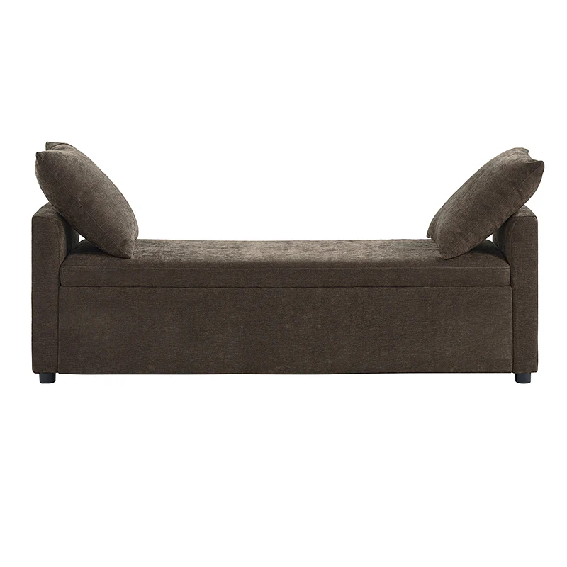 Benito 59.4" Wide End of Bed Storage Couch Bench with Two Throw Pillows - Image 51