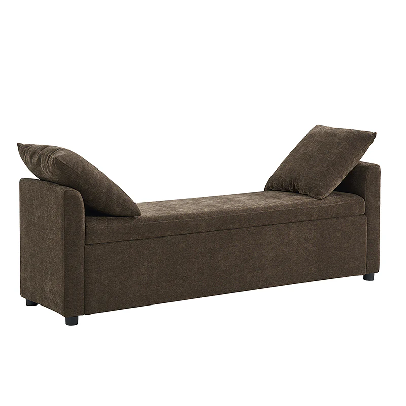 Benito 59.4" Wide End of Bed Storage Couch Bench with Two Throw Pillows - Image 52