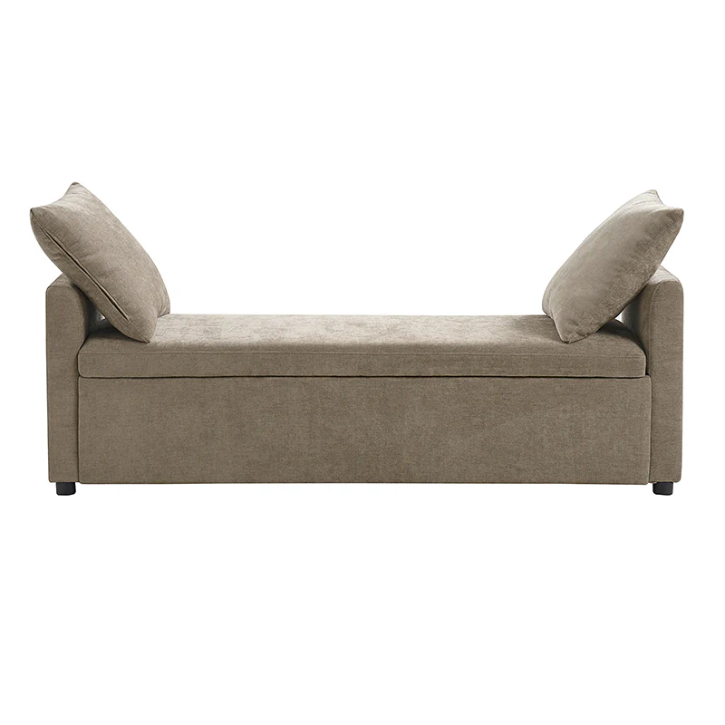 Benito 59.4" Wide End of Bed Storage Couch Bench with Two Throw Pillows - Image 59