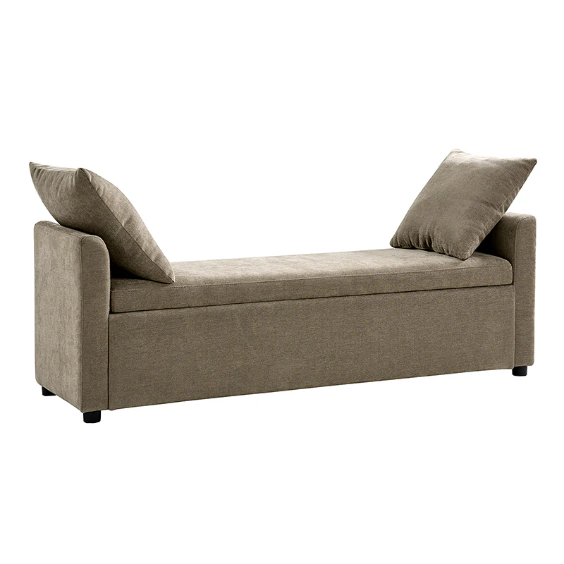 Benito 59.4" Wide End of Bed Storage Couch Bench with Two Throw Pillows - Image 60