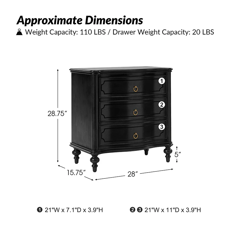 Bernhard 3-Drawer Traditional Style End Table Chest with Built-In Outlets(Optional Types) - Image 24