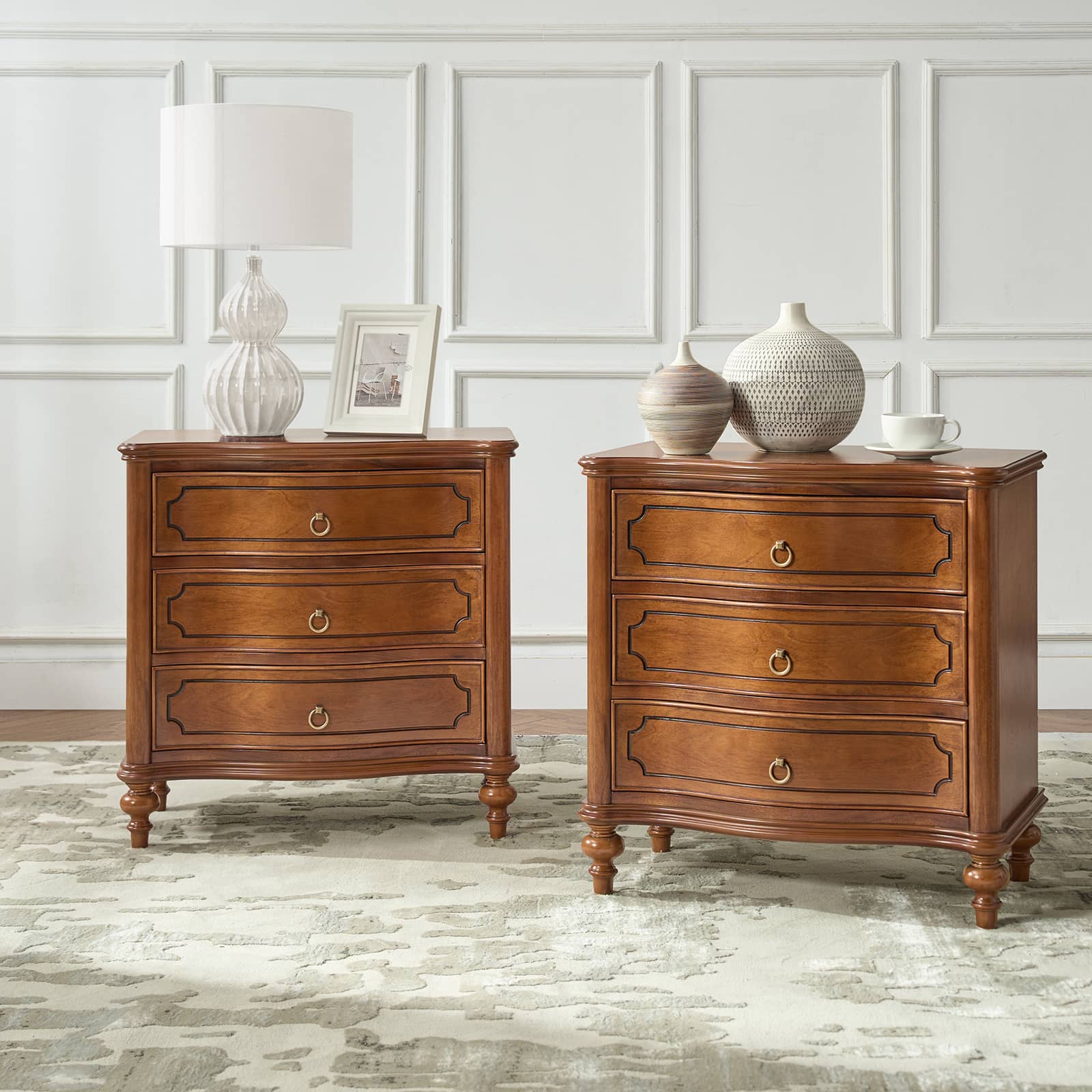 Bernhard 3-Drawer Traditional Style End Table Chest with Built-In Outlets(Optional Types) - Image 36