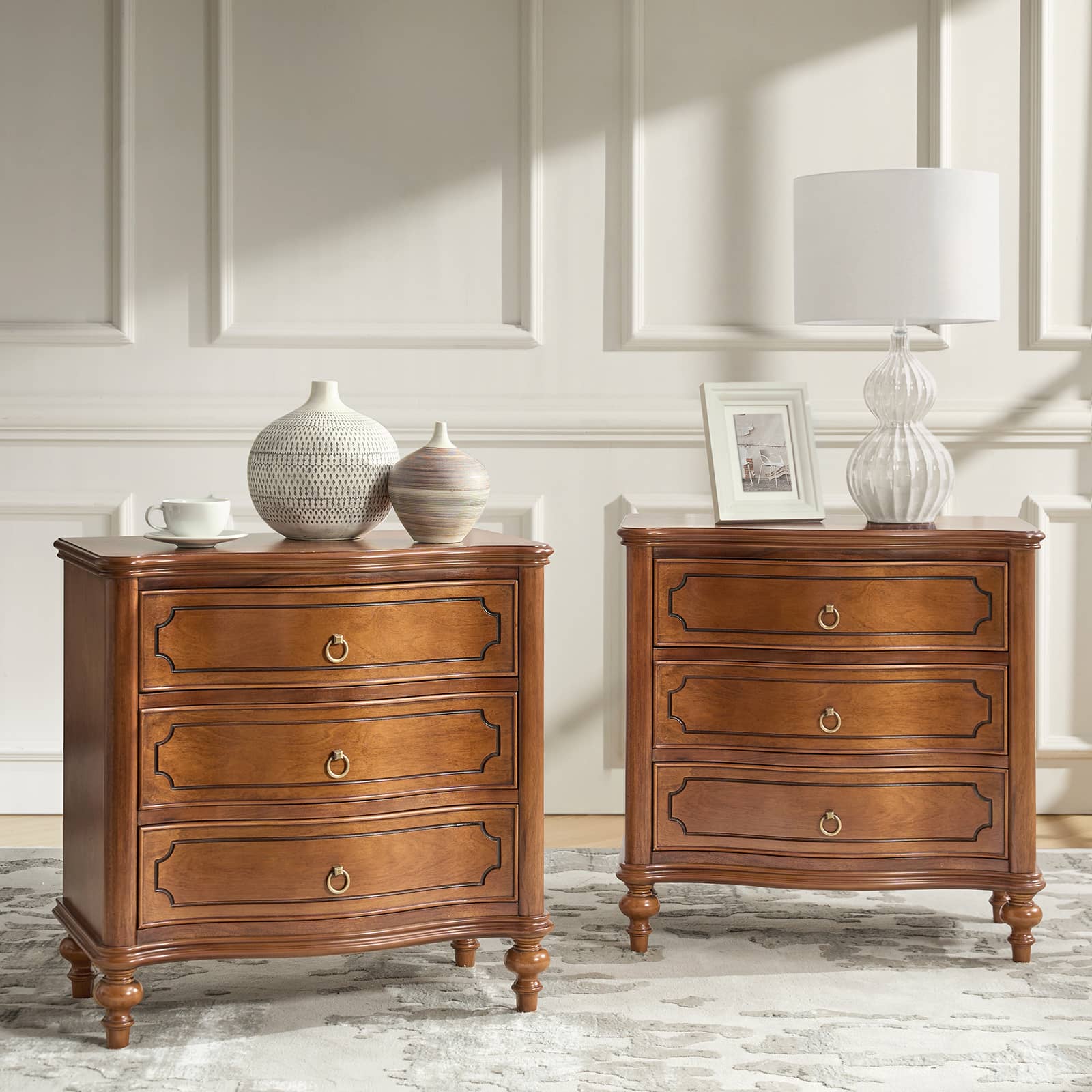 Bernhard 3-Drawer Traditional Style End Table Chest with Built-In Outlets(Optional Types) - Image 37