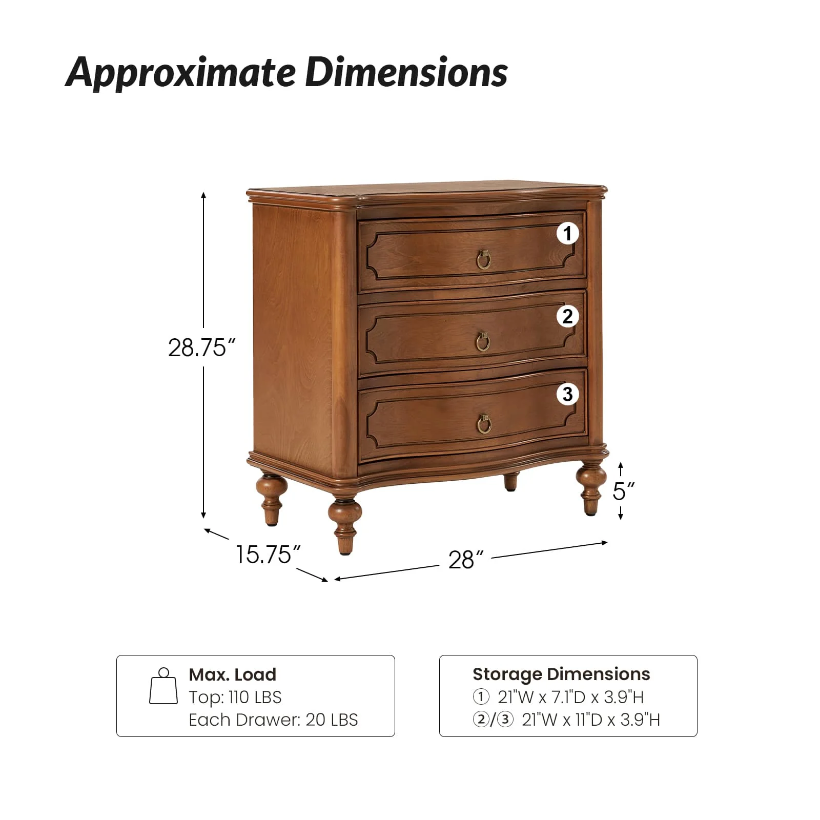 Bernhard 3-Drawer Traditional Style End Table Chest with Built-In Outlets(Optional Types) - Image 38