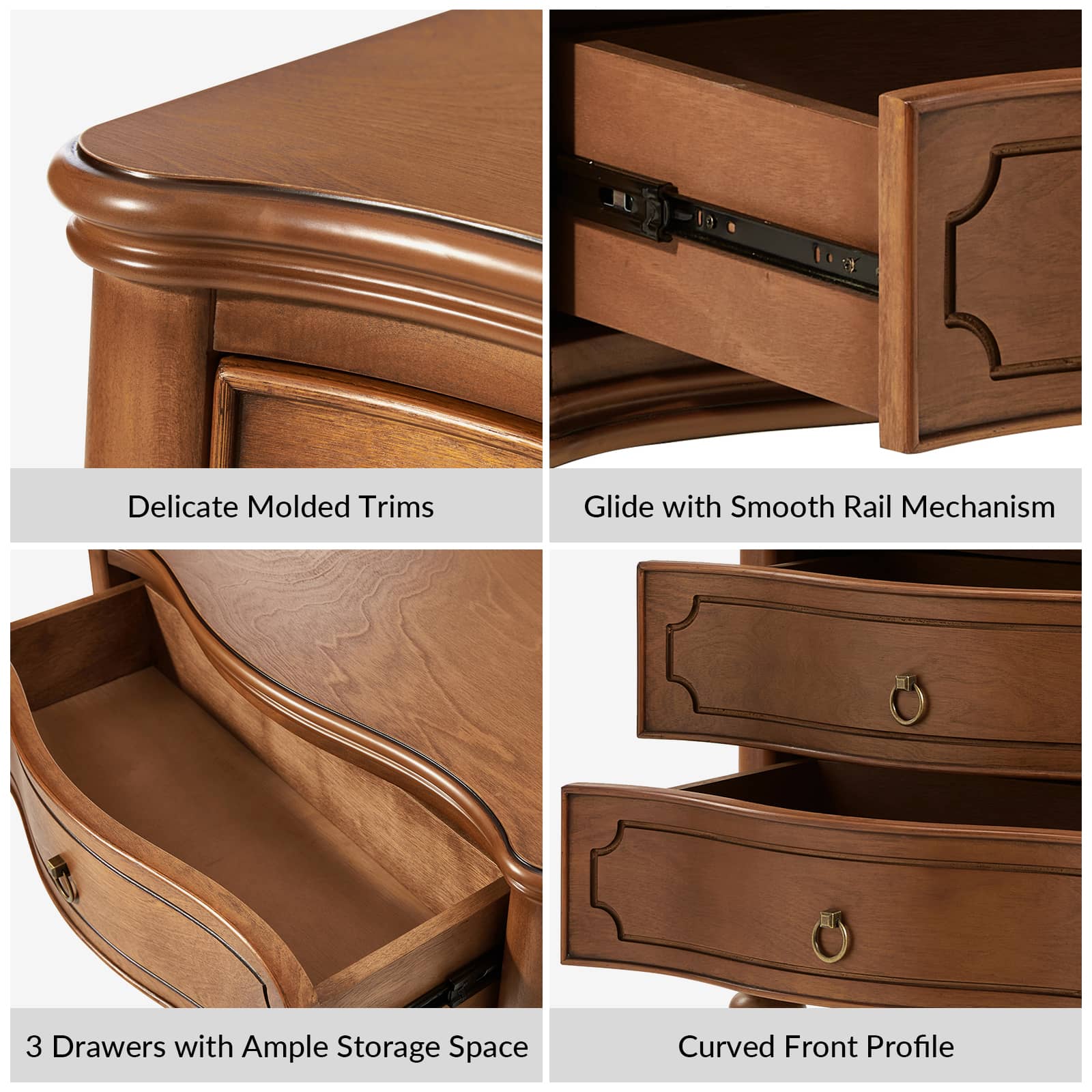 Bernhard 3-Drawer Traditional Style End Table Chest with Built-In Outlets(Optional Types) - Image 41