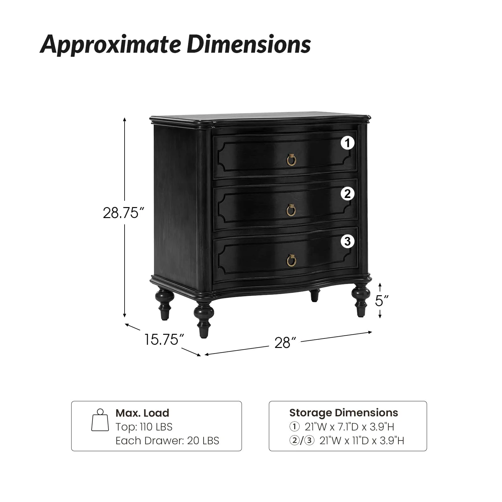 Bernhard 3-Drawer Traditional Style End Table Chest with Built-In Outlets(Optional Types) - Image 52