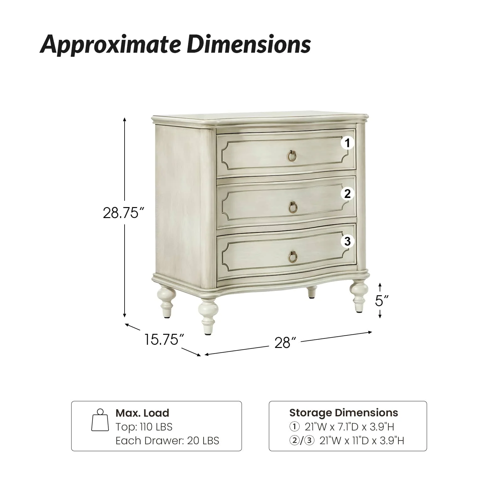 Bernhard 3-Drawer Traditional Style End Table Chest with Built-In Outlets(Optional Types) - Image 59