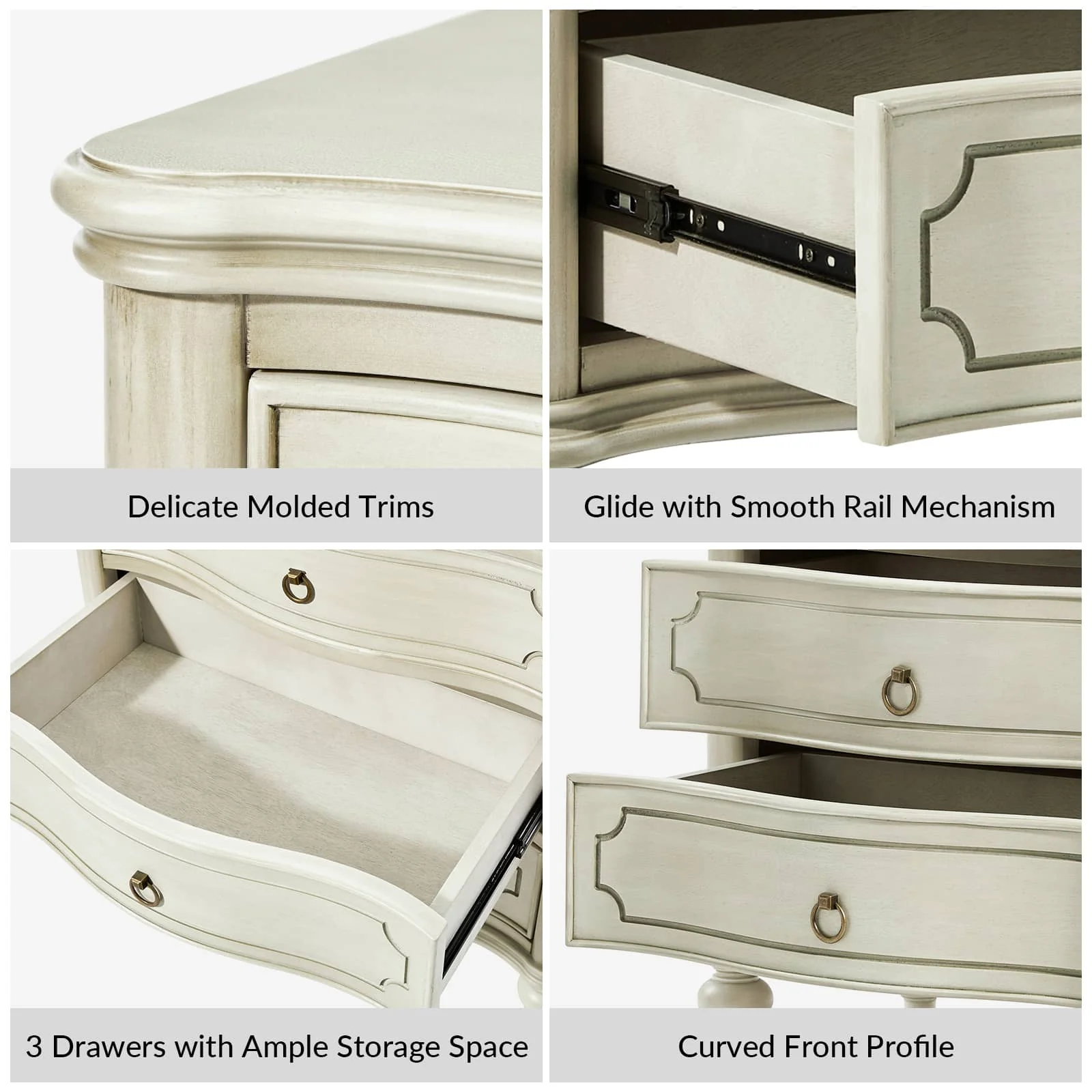 Bernhard 3-Drawer Traditional Style End Table Chest with Built-In Outlets(Optional Types) - Image 62