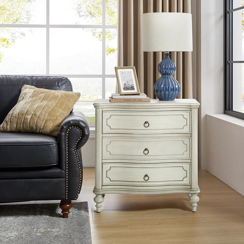Bernhard 3-Drawer Traditional Style End Table Chest with Built-In Outlets(Optional Types) - Image 8