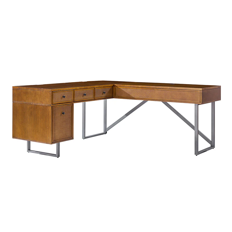 Bertrame Mid-Century L Shape Lift Top Office Desk - Image 12