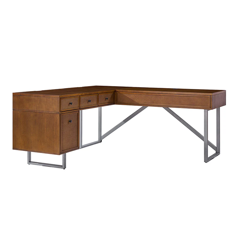 Bertrame Mid-Century L Shape Lift Top Office Desk - Image 4
