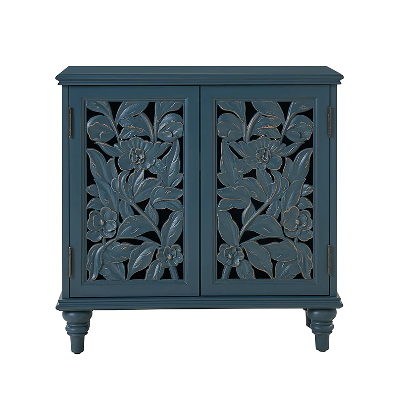32" Tall 2 Door Blue Accent Cabinet with Built-in LED Light - Image 5