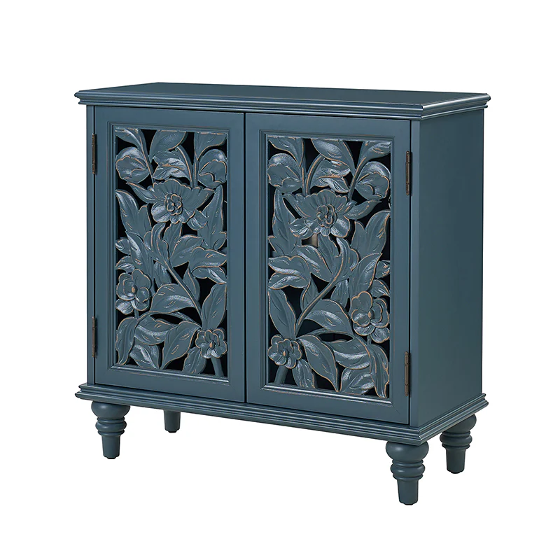 32" Tall 2 Door Blue Accent Cabinet with Built-in LED Light - Image 6