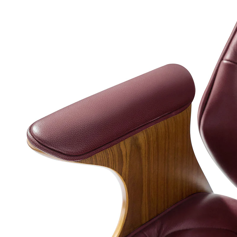 Brigida Curved Wood Back Genuine Leather Office Chair - Image 14