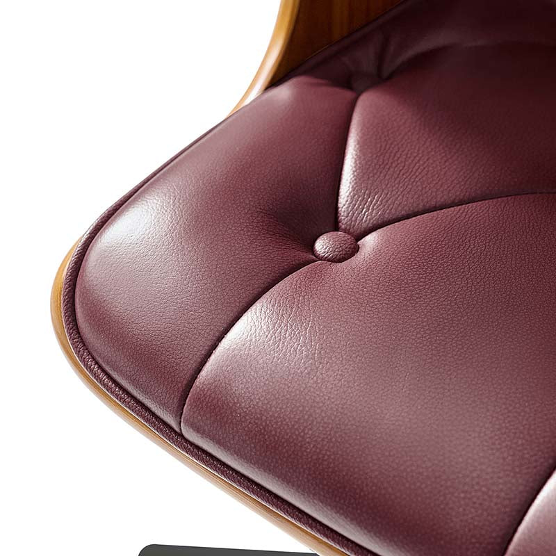 Brigida Curved Wood Back Genuine Leather Office Chair - Image 15