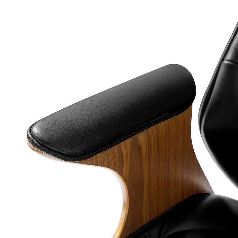 Brigida Curved Wood Back Genuine Leather Office Chair - Image 23