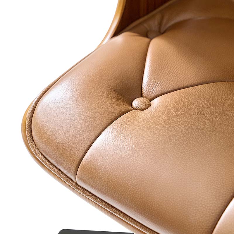 Brigida Curved Wood Back Genuine Leather Office Chair - Image 7