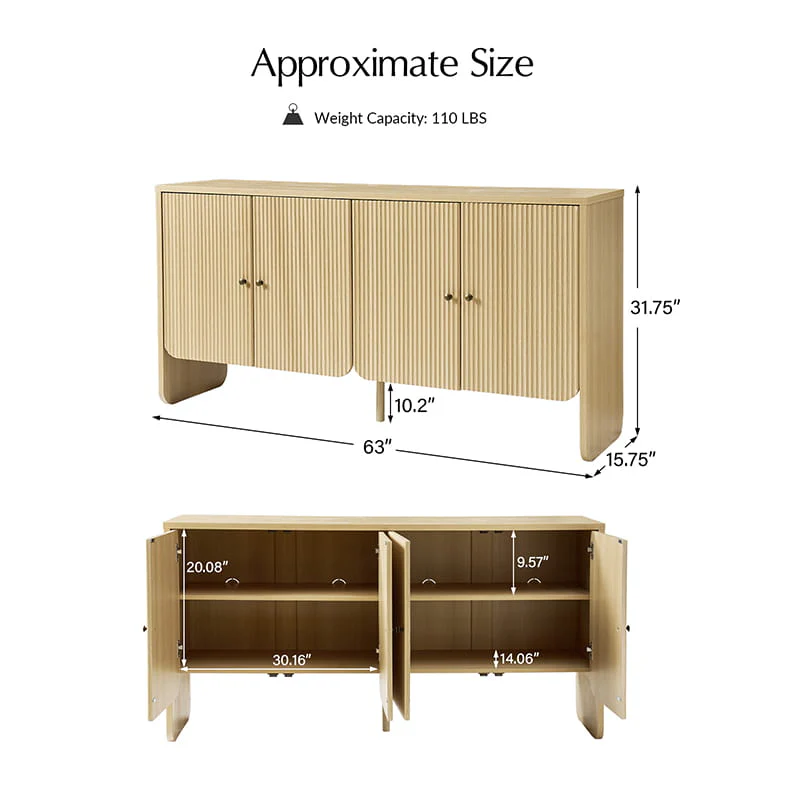 Paula Versatile Buffet Cabinet Sideboard with Adjustable Shelves, Cable Management - Image 11