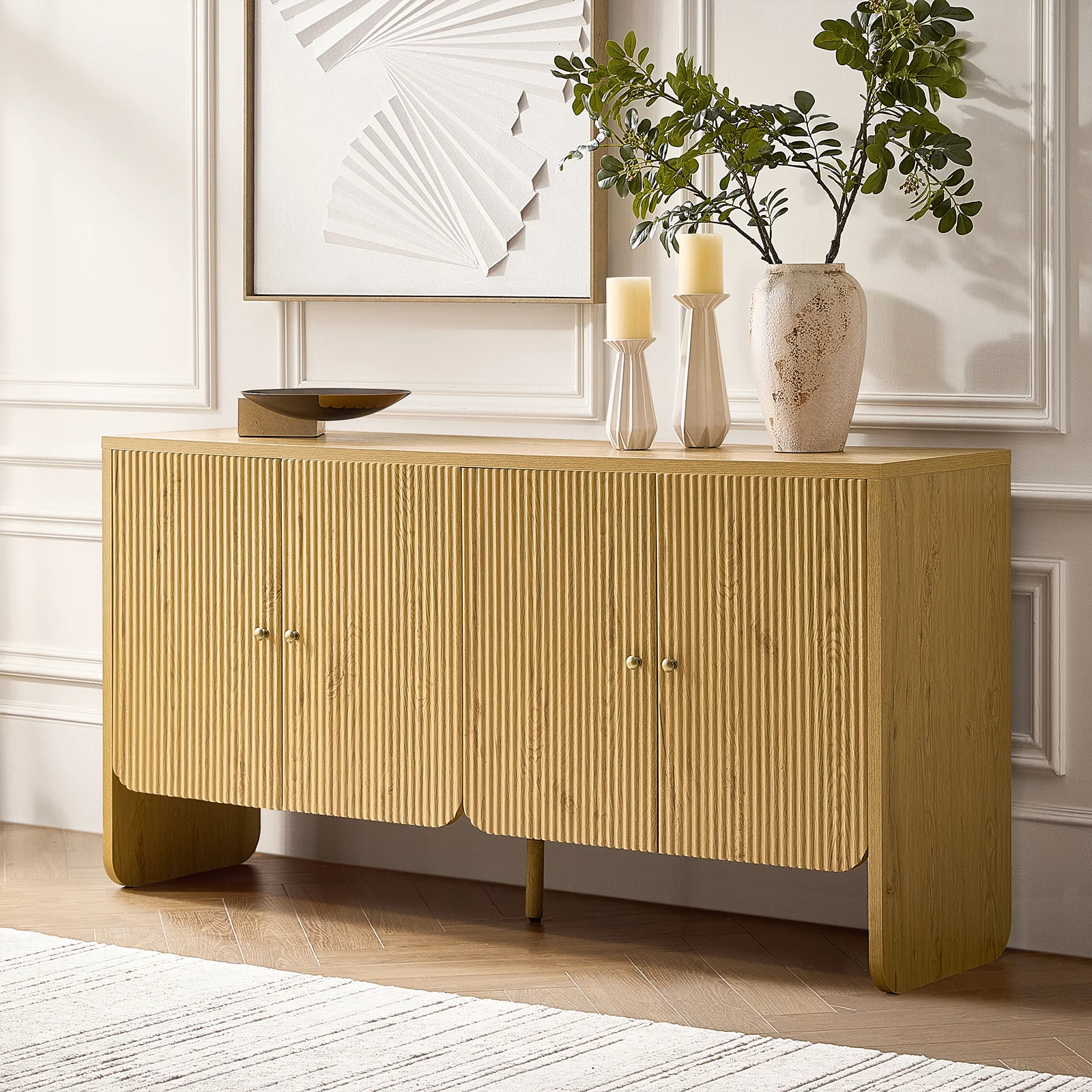 Paula Versatile Buffet Cabinet Sideboard with Adjustable Shelves, Cable Management - Image 17