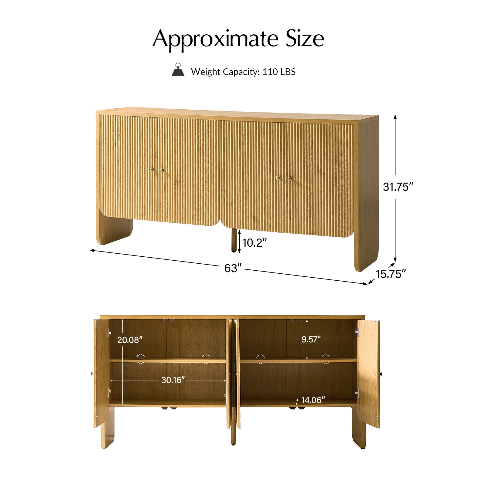 Paula Versatile Buffet Cabinet Sideboard with Adjustable Shelves, Cable Management - Image 19