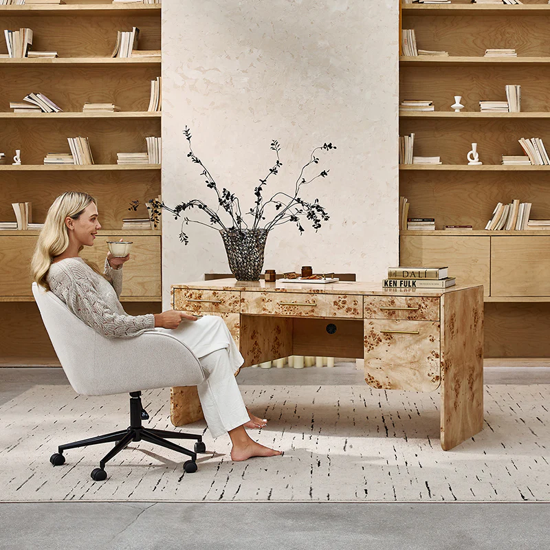 Burl Wood Desk with Timeless Modern Appeal - Image 10
