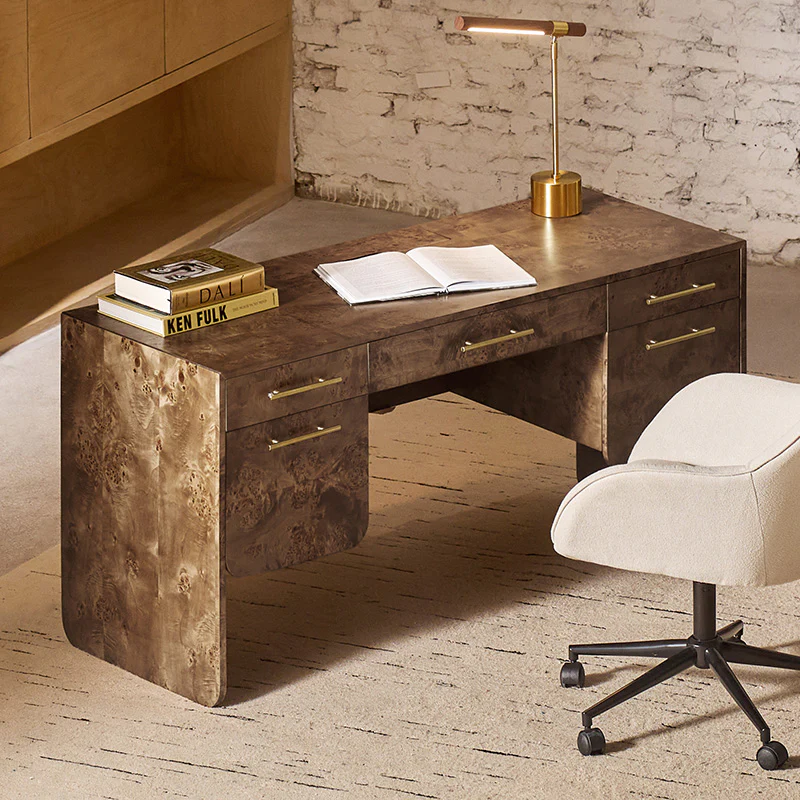Burl Wood Desk with Timeless Modern Appeal - Image 11
