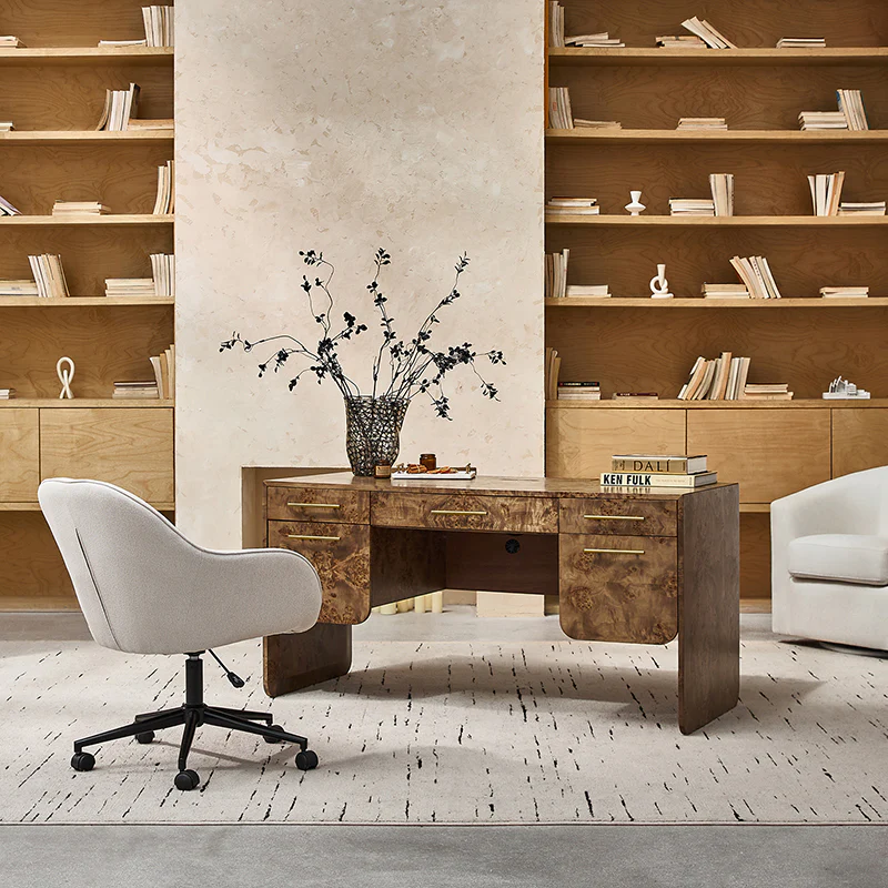 Burl Wood Desk with Timeless Modern Appeal - Image 12