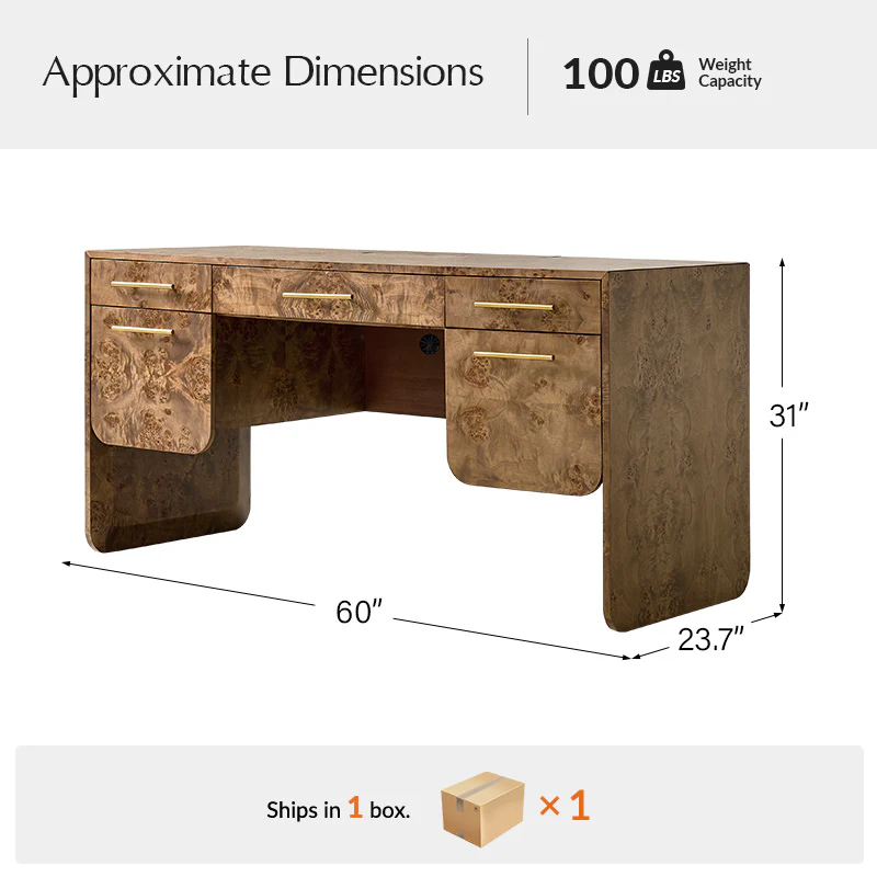 Burl Wood Desk with Timeless Modern Appeal - Image 13
