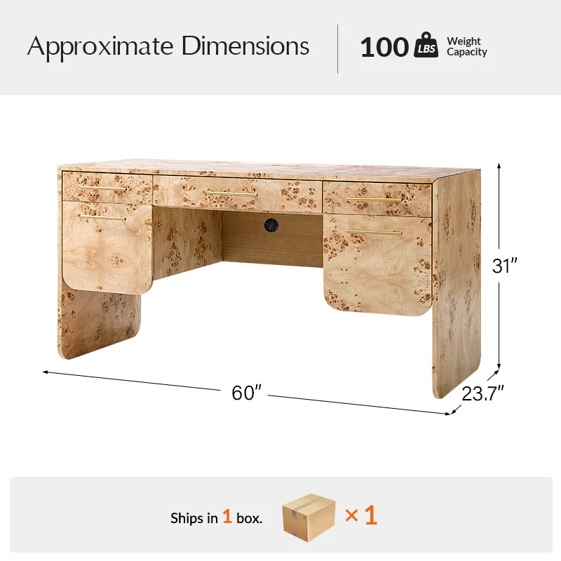 Burl Wood Desk with Timeless Modern Appeal - Image 3