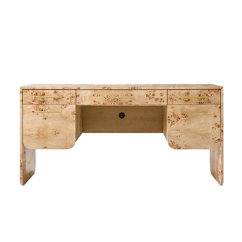 Burl Wood Desk with Timeless Modern Appeal - Image 4