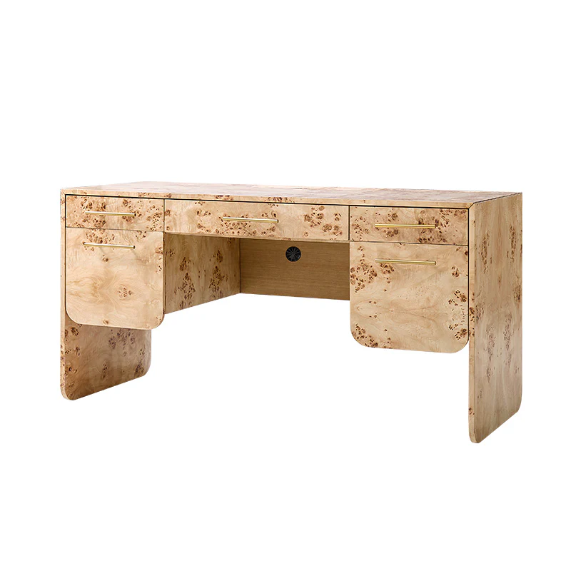 Burl Wood Desk with Timeless Modern Appeal - Image 5