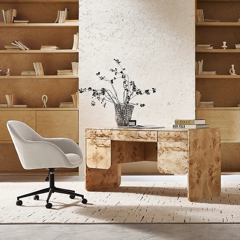 Burl Wood Desk with Timeless Modern Appeal - Image 9