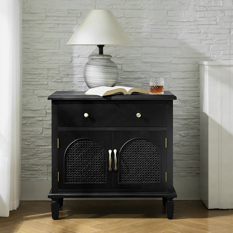Camilo 27" Tall Arched Faux Rattan End Table With Built-In Outlets - Image 10
