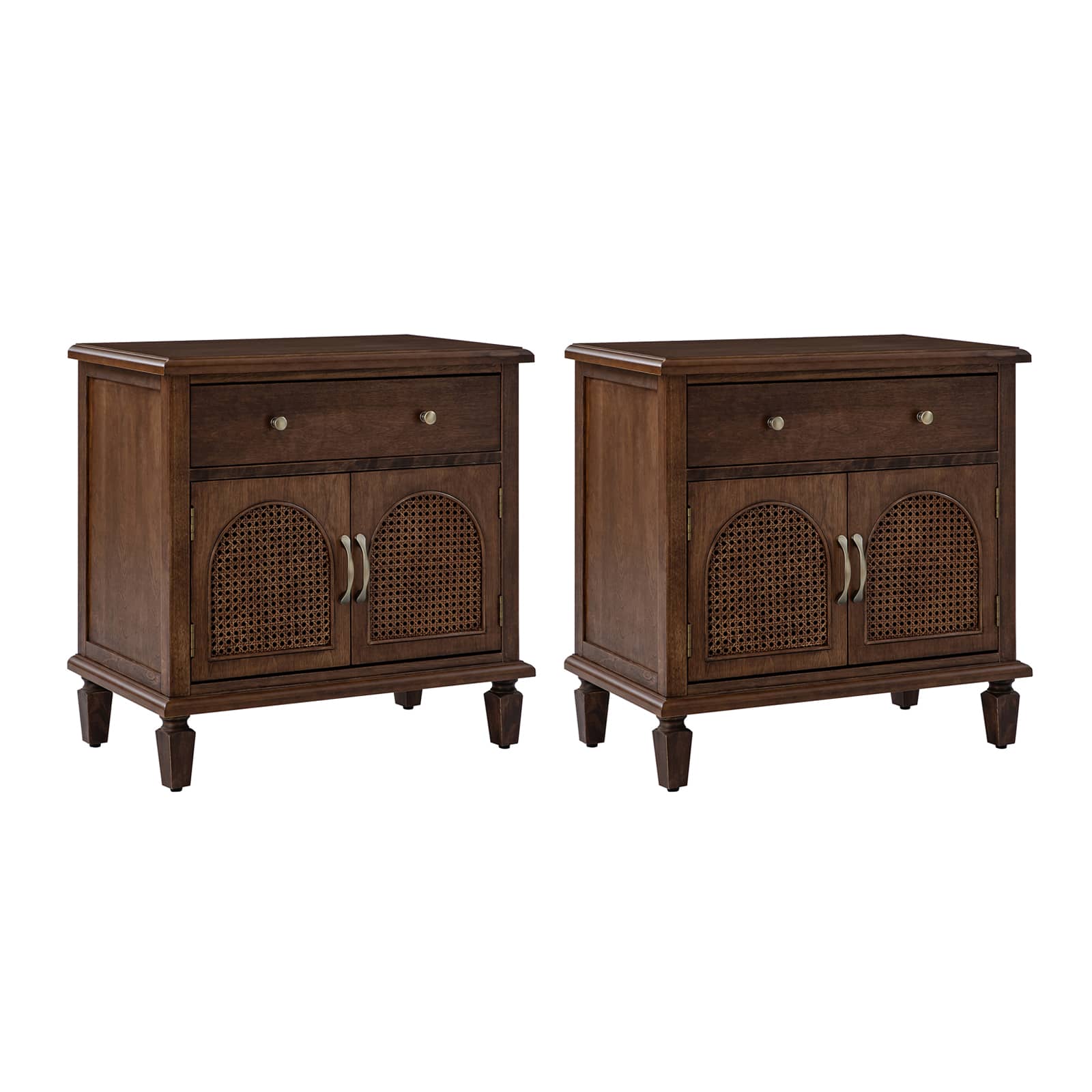 Camilo 27" Tall Arched Faux Rattan End Table With Built-In Outlets - Image 18