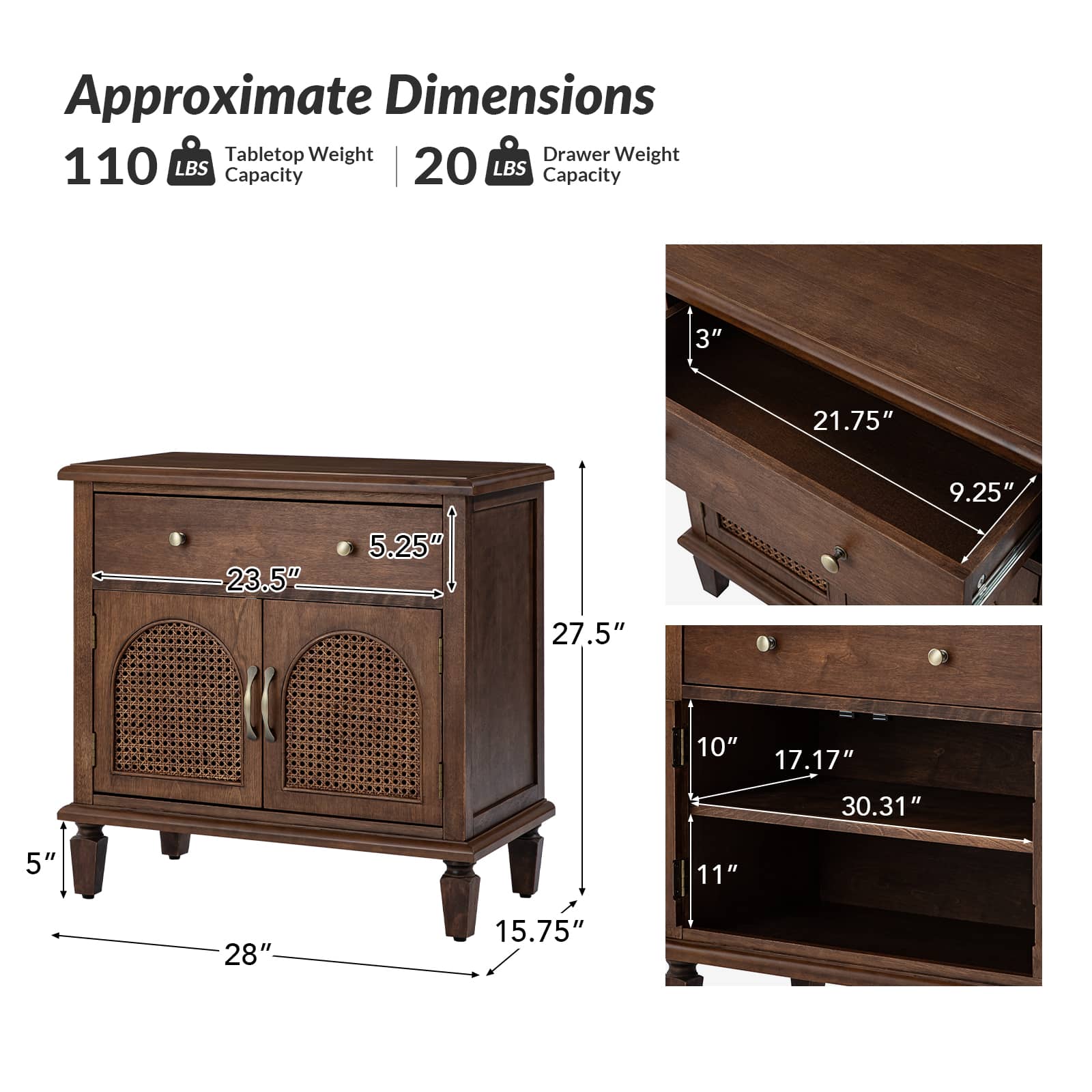 Camilo 27" Tall Arched Faux Rattan End Table With Built-In Outlets - Image 19