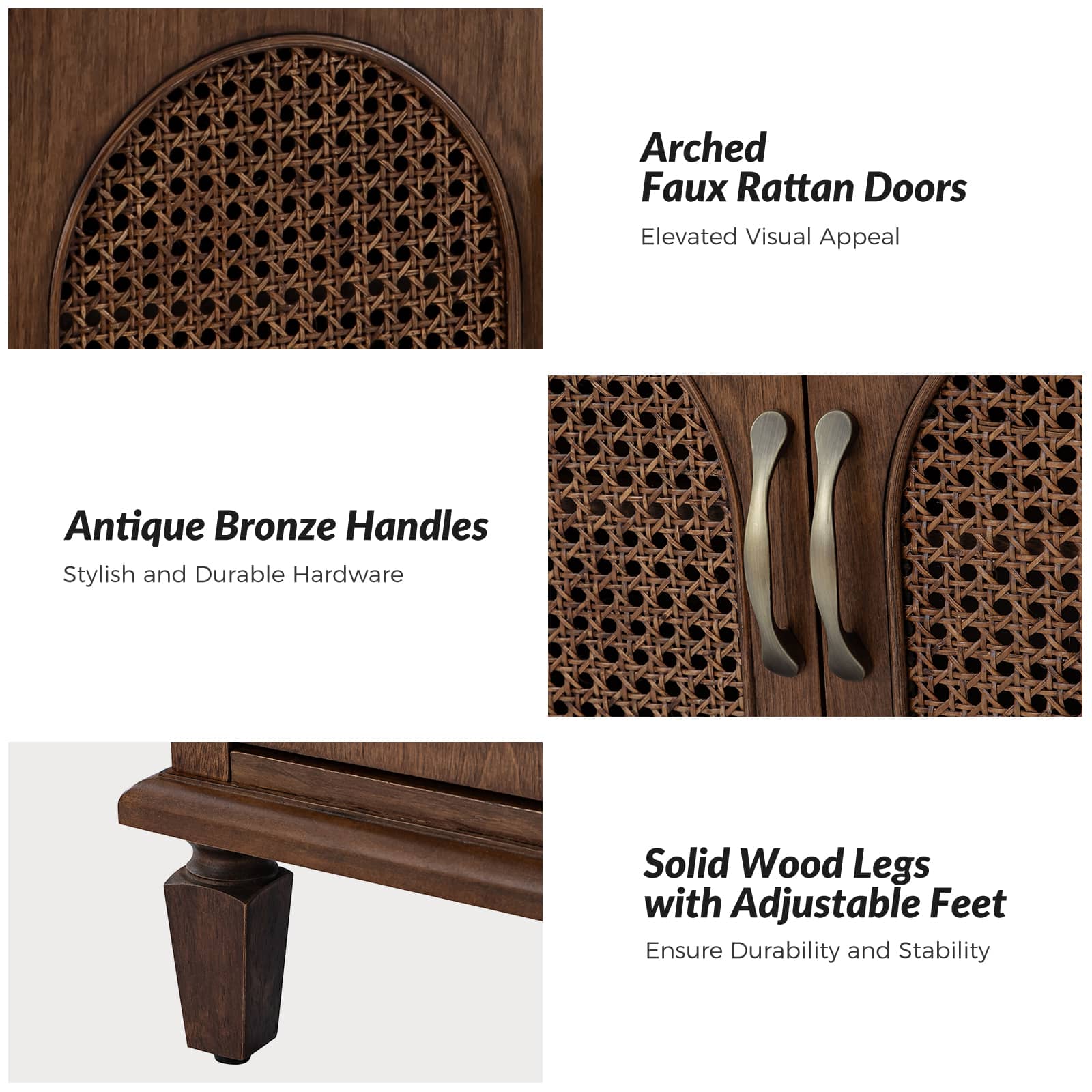 Camilo 27" Tall Arched Faux Rattan End Table With Built-In Outlets - Image 22